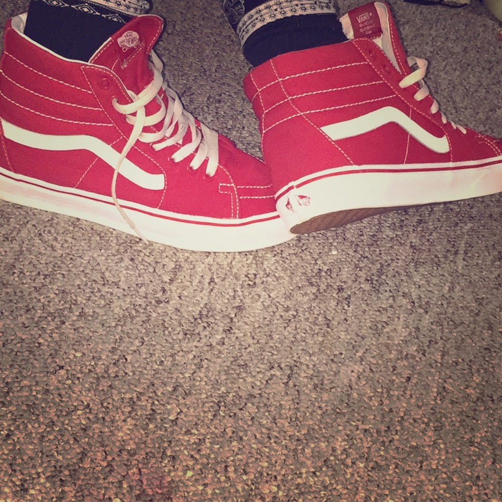 Red high top old school vans